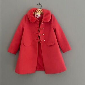 Size 5/6 Janie and Jack Vibrant Coral Pea Coat
